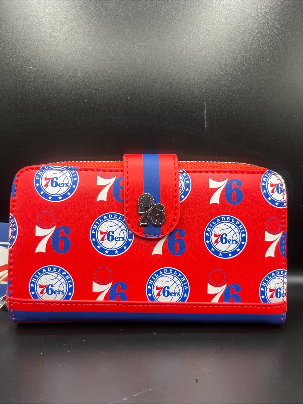 Loungefly Red Philadelphia 76ers Zip Wallet with Blue Accents